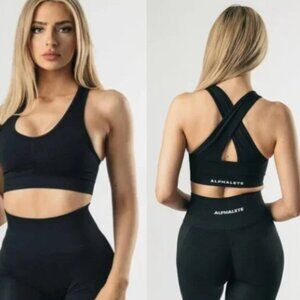 Alphalete Amplify Sports Bra, Small, Black
